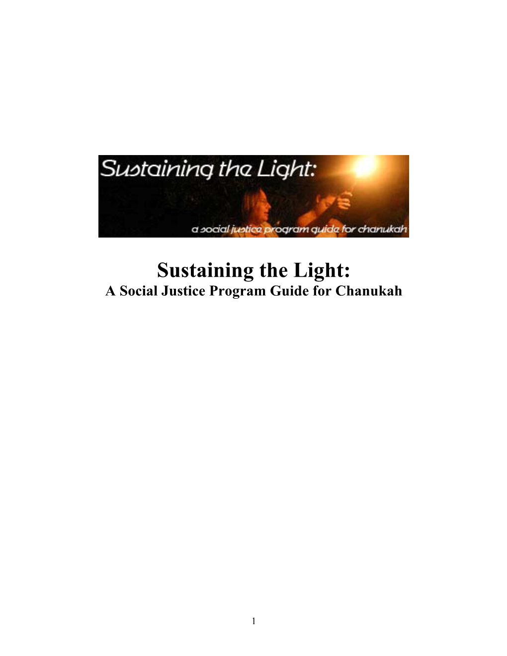 Sustaining the Light: a Social Justice Program Guide for Chanukah