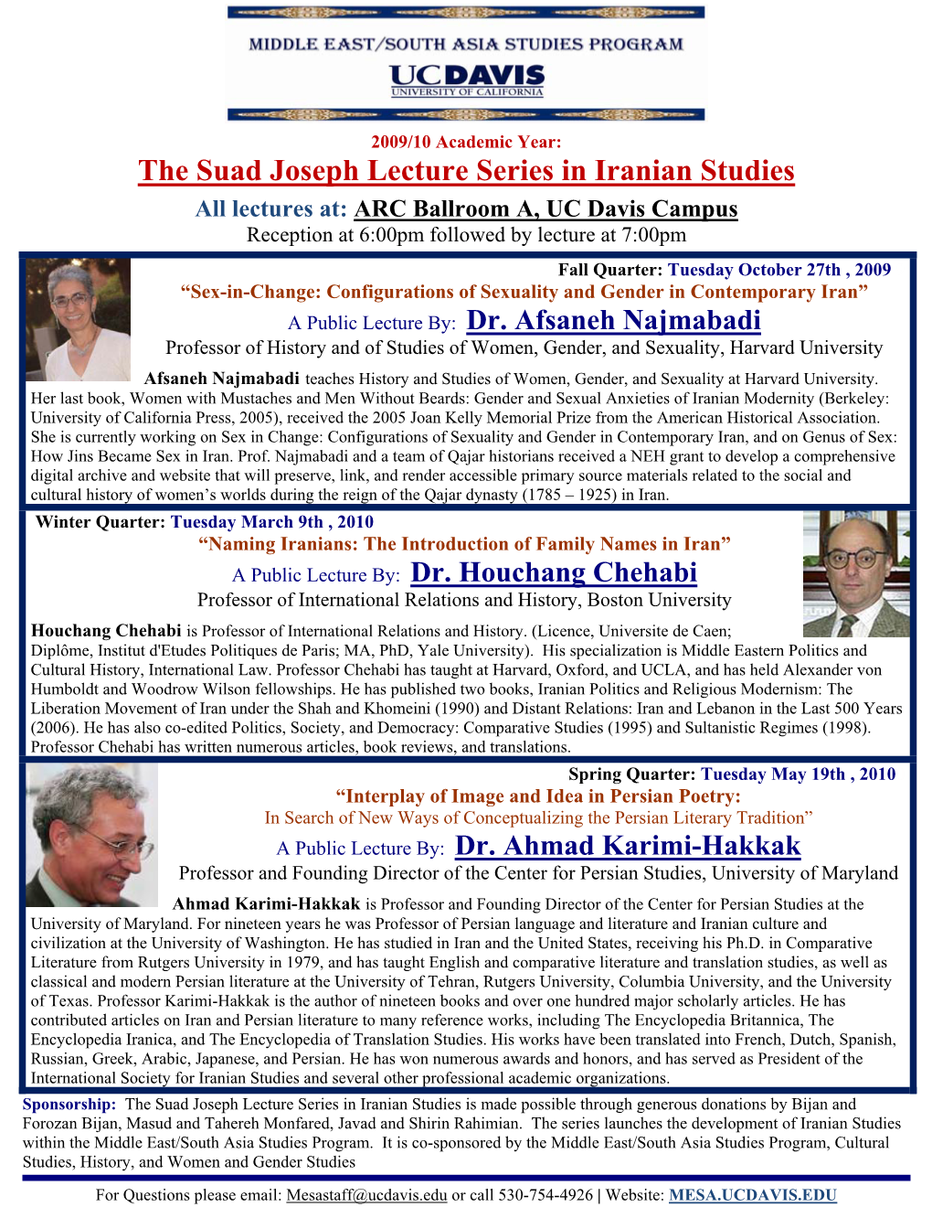 The Suad Joseph Lecture Series in Iranian Studies