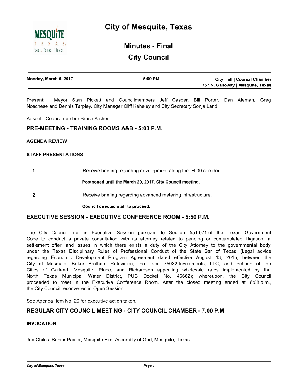 Minutes - Final City Council