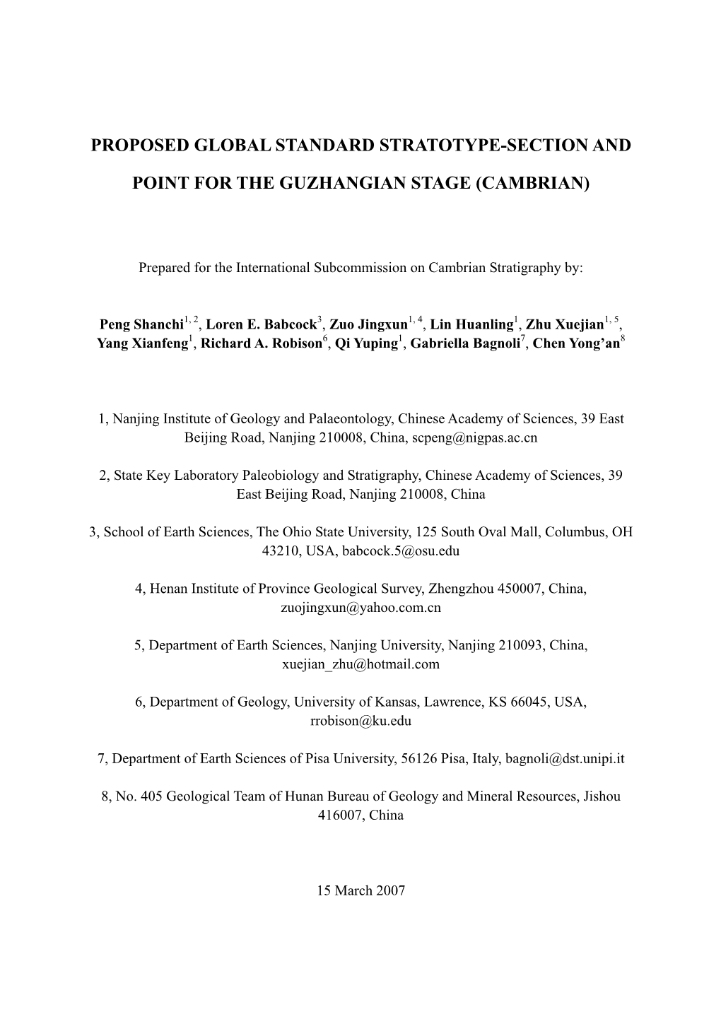 Proposed Global Standard Stratotype-Section and Point for the Drumian Stage (Cambrian)