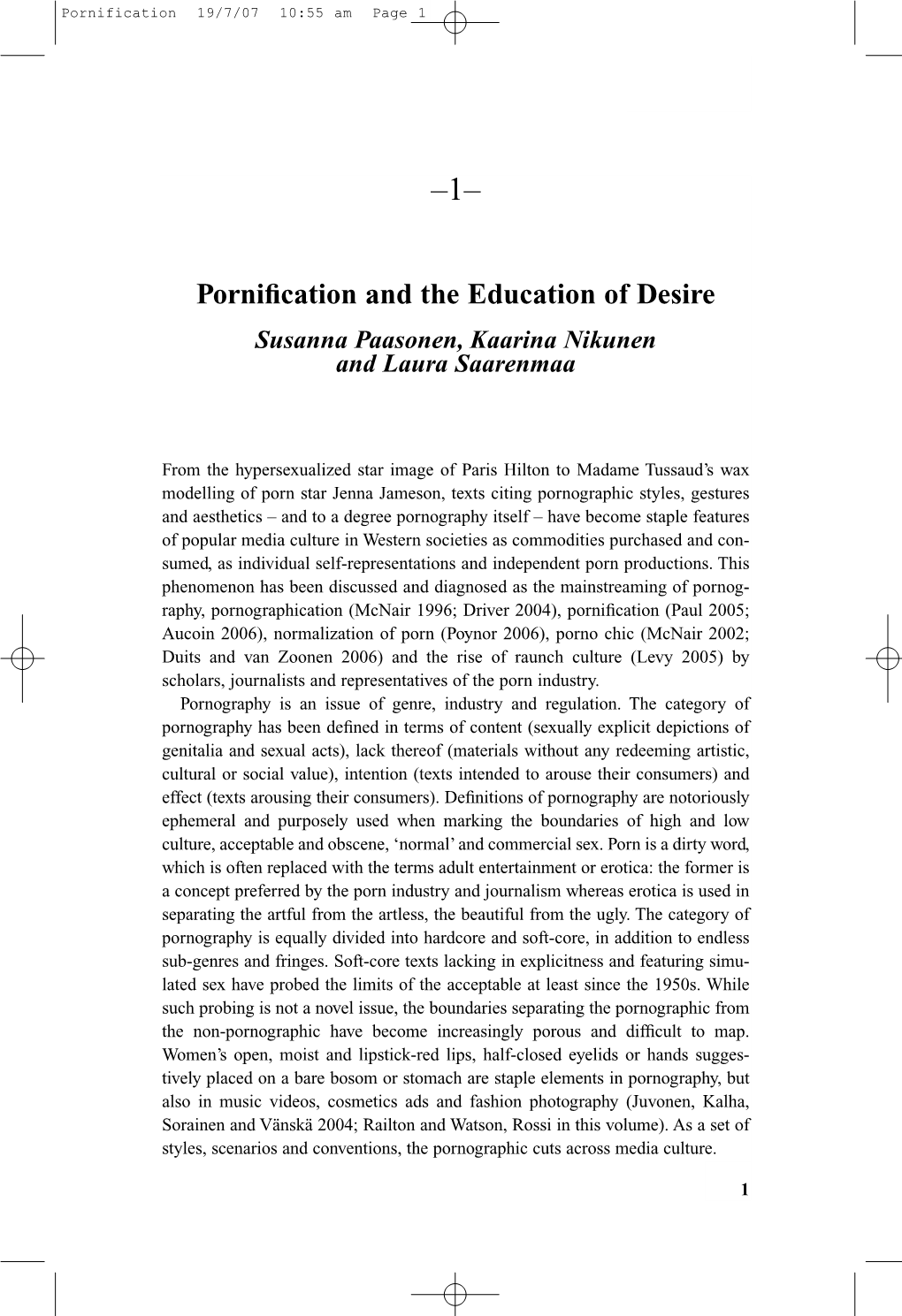 Pornification and the Education of Desire