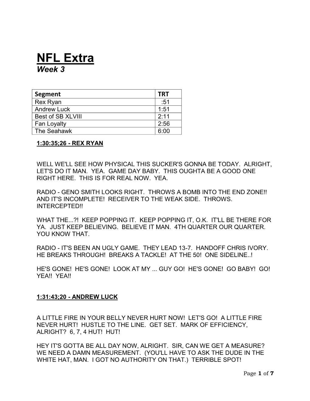 NFL Extra Week 3