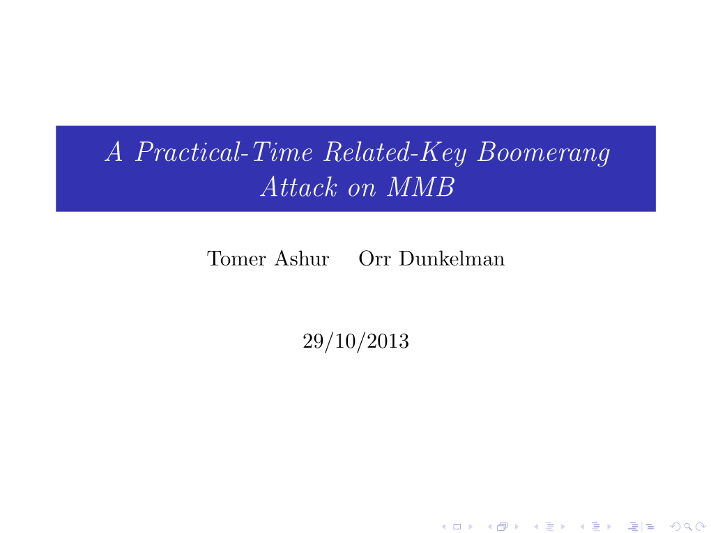 A Practical-Time Related-Key Boomerang Attack on MMB