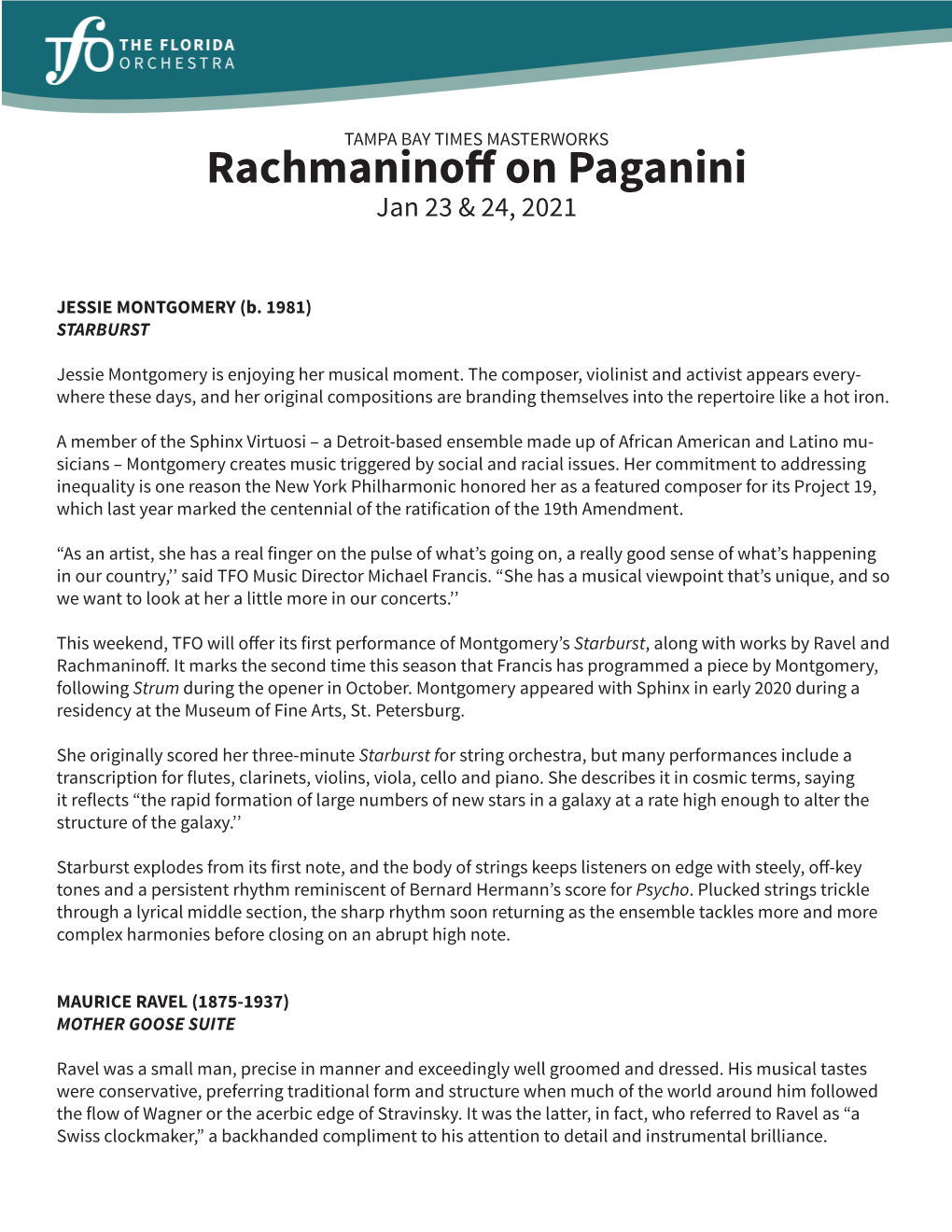 Rachmaninoff on Paganini Jan 23 & 24, 2021