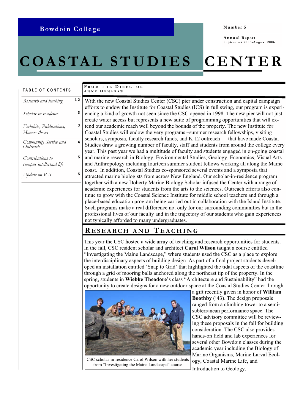 Coastal Studies Annual Report 2005-2006.Pub