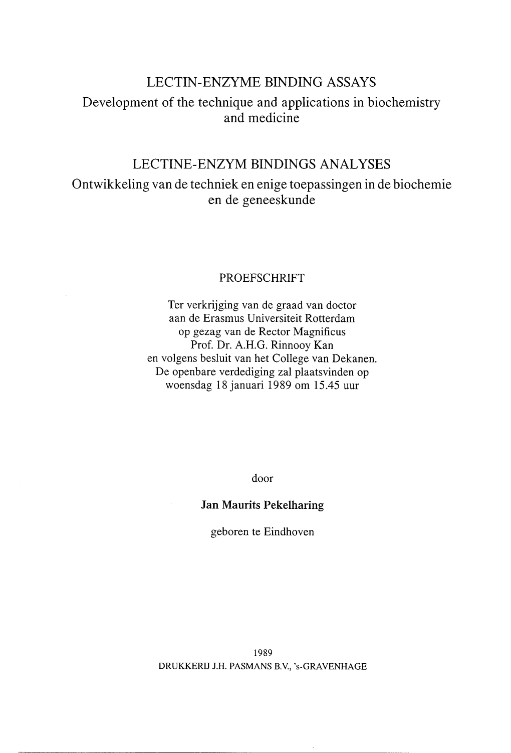 LECTIN-ENZYME BINDING ASSAYS Development of the Technique and Applications in Biochemistry and Medicine