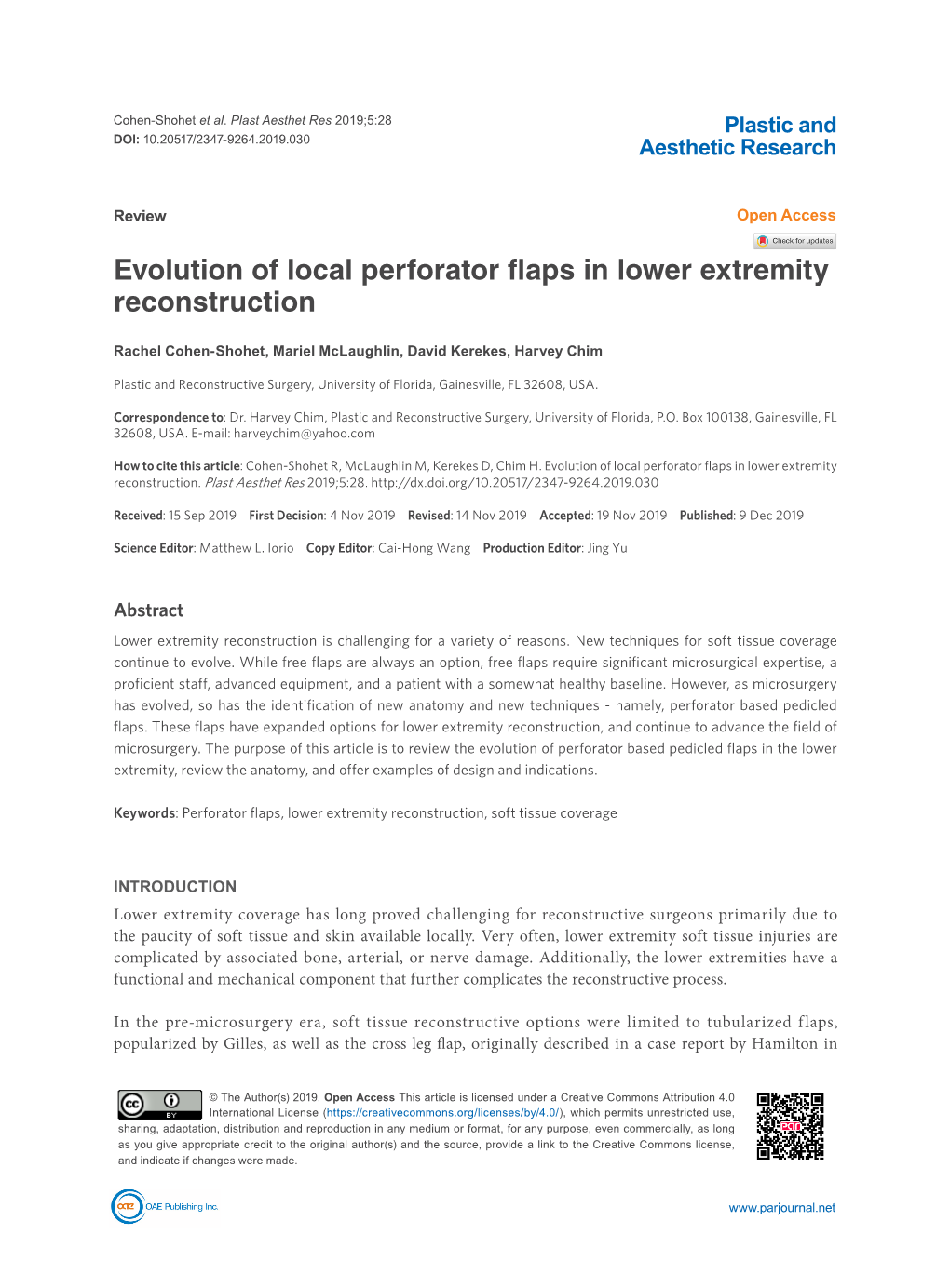 Evolution of Local Perforator Flaps in Lower Extremity Reconstruction