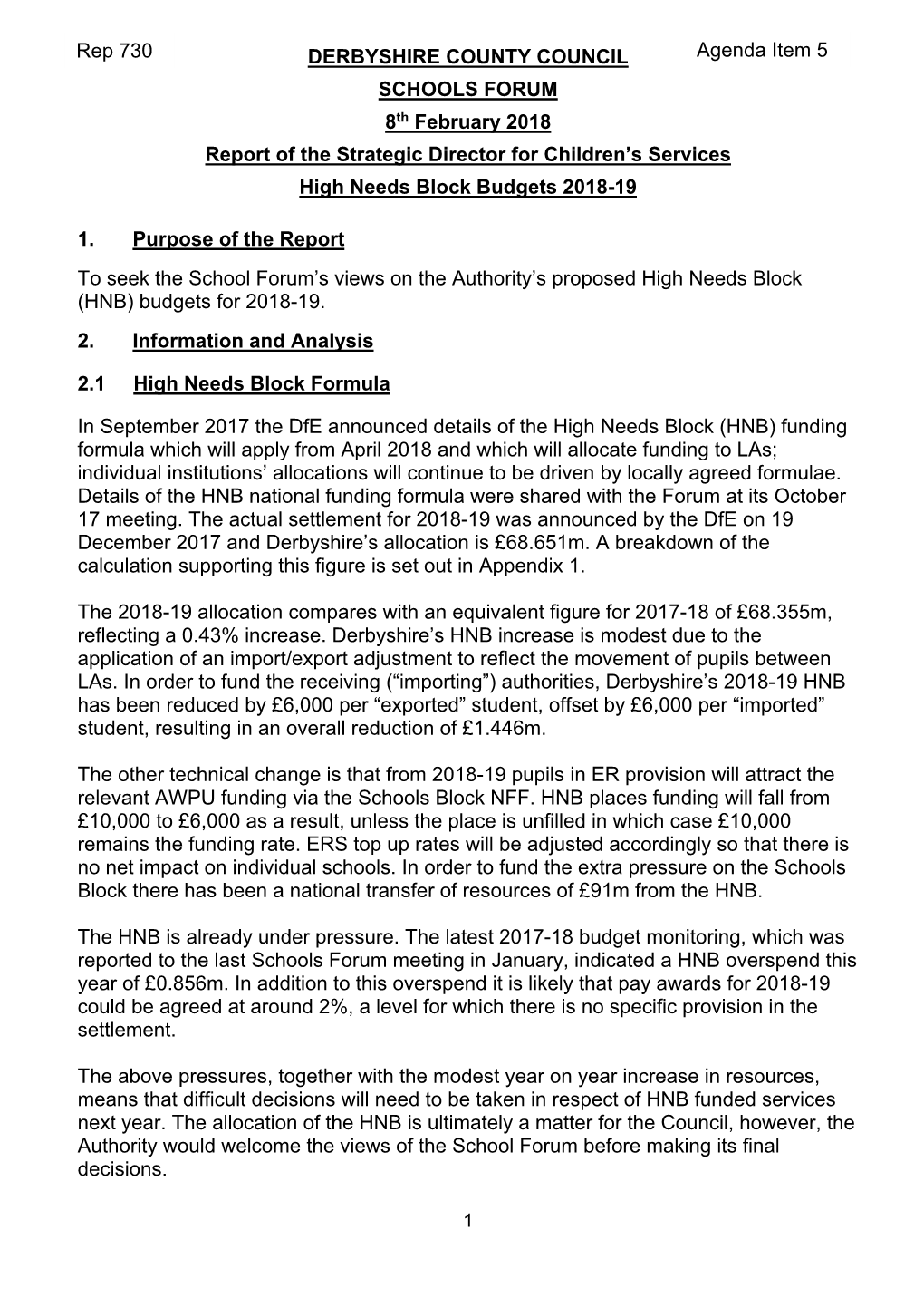 08.02.2018 High Needs Block Budgets 2018-19