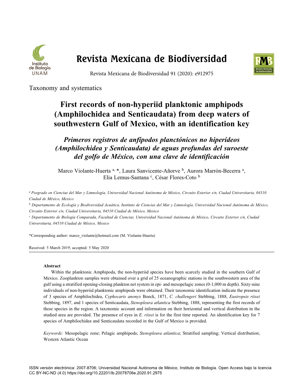 Revista Mexicana De Biodiversidad