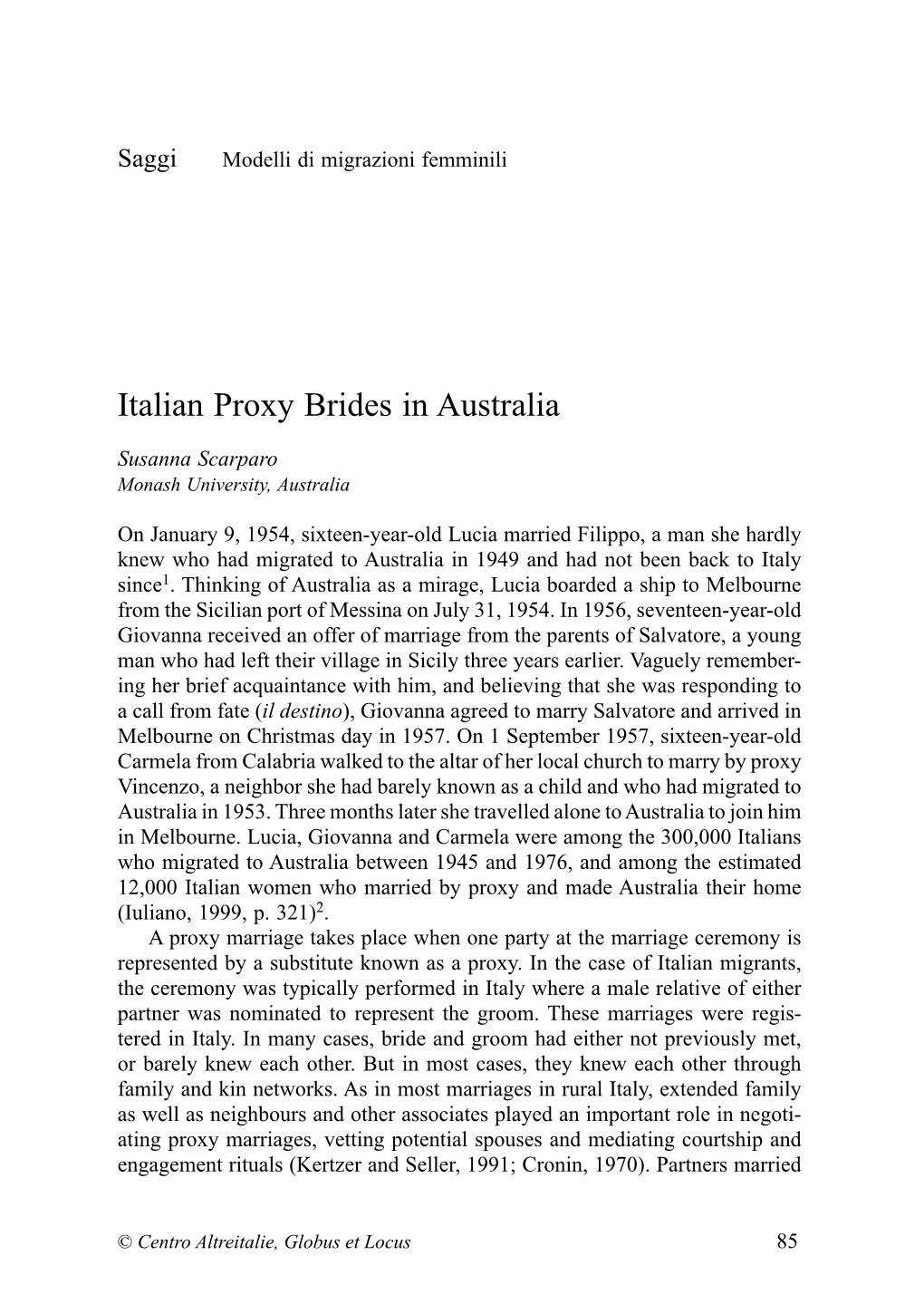 Italian Proxy Brides in Australia