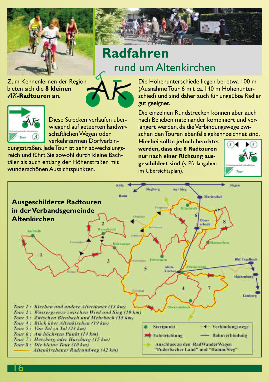 Radfahren Rund Um Altenkirchen Zum Kennenlernen Der Region Die Höhenunterschiede Liegen Bei Etwa 100 M Bieten Sich Die 8 Kleinen (Ausnahme Tour 6 Mit Ca