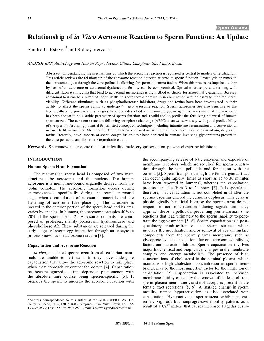 Relationship of in Vitro Acrosome Reaction to Sperm Function: an Update