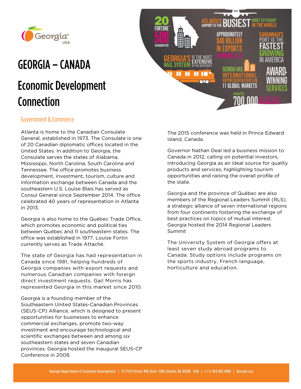 GEORGIA – CANADA Economic Development Connection