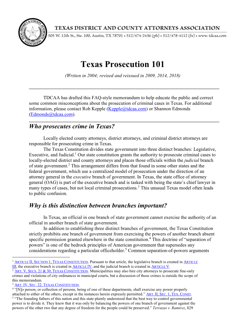 Texas Prosecution 101