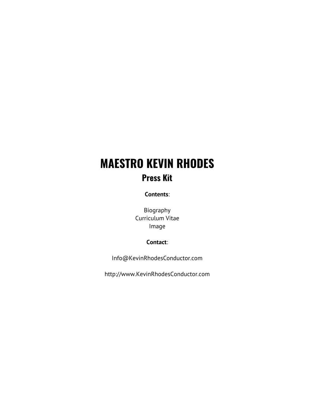 MAESTRO KEVIN RHODES Press Kit