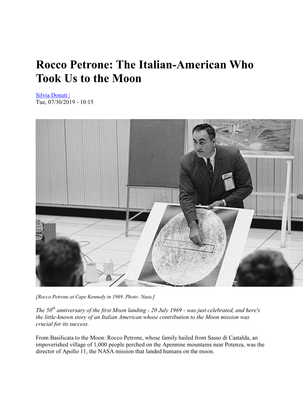 Rocco Petrone: the Italian-American Who Took Us to the Moon