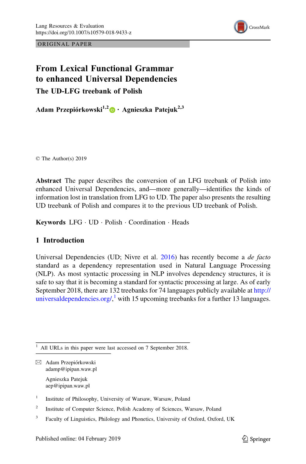 From Lexical Functional Grammar to Enhanced Universal Dependencies the UD-LFG Treebank of Polish