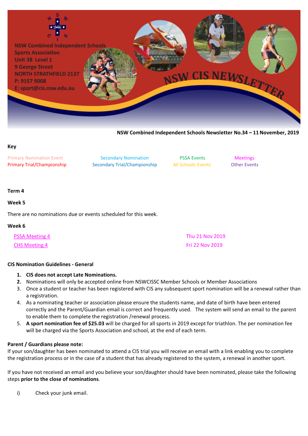 NSW Combined Independent Schools Newsletter No.34 – 11November
