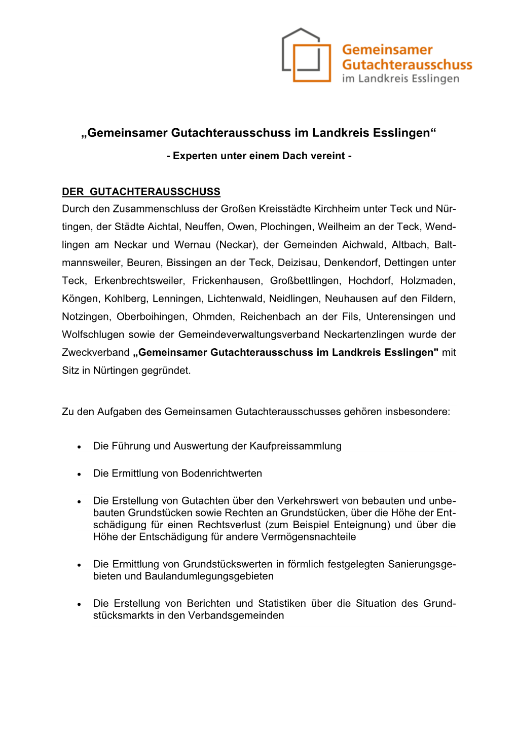 „Gemeinsamer Gutachterausschuss Im Landkreis Esslingen“