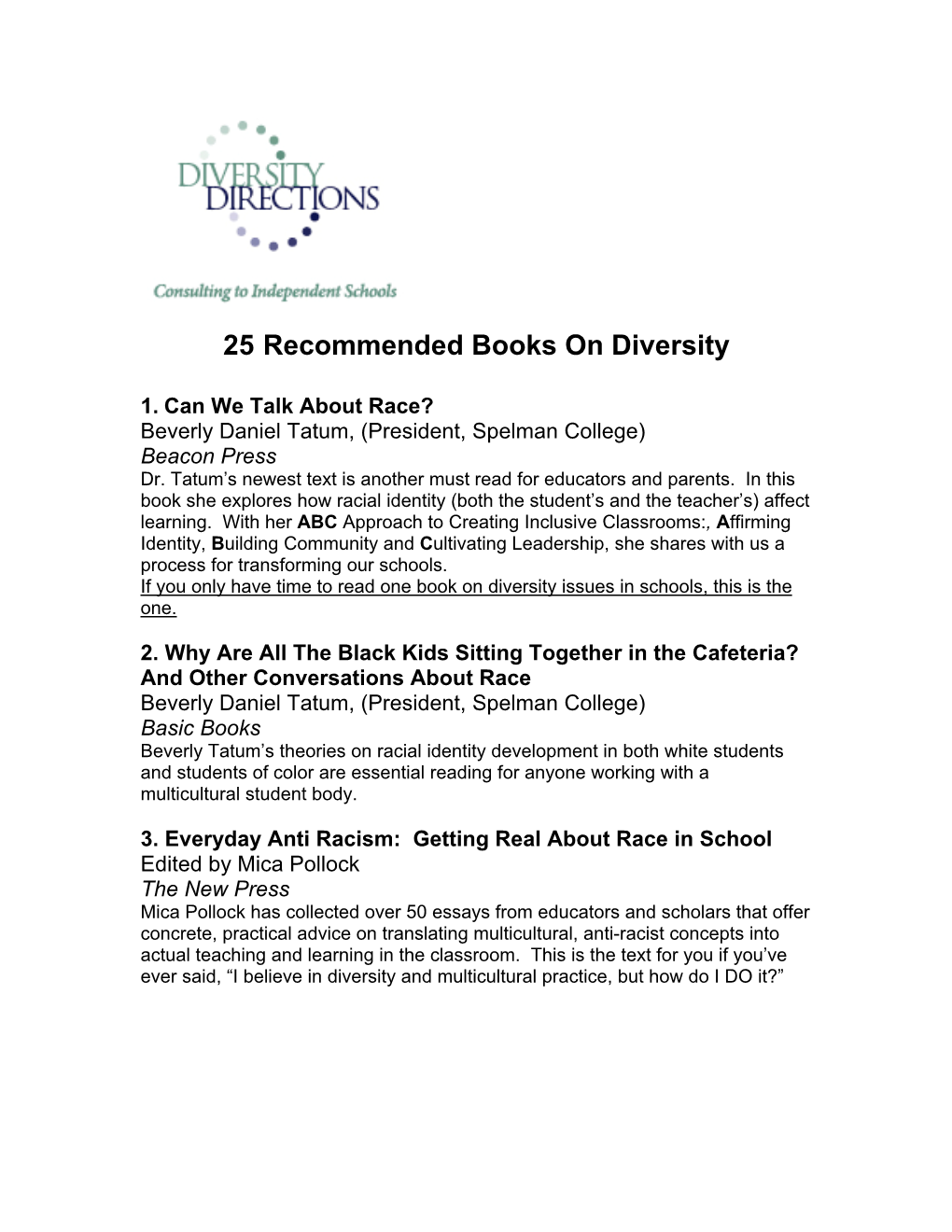 25 Recommended Books on Diversity