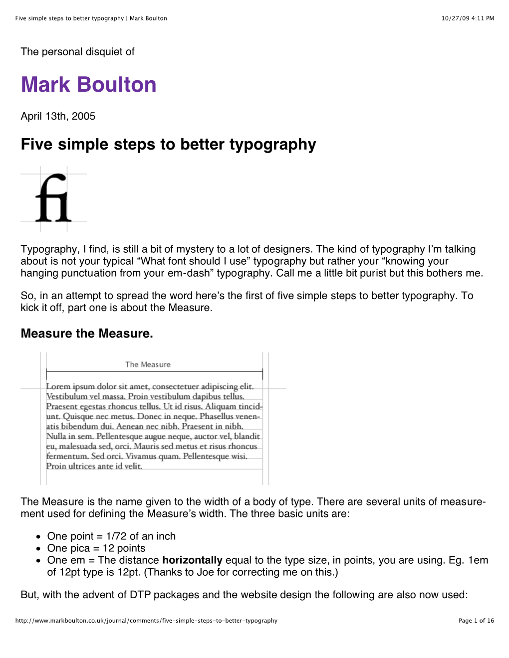 Five Simple Steps to Better Typography | Mark Boulton 10/27/09 4:11 PM