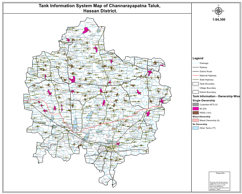 Tank Information System Map of Channarayapatna Taluk, Hassan District