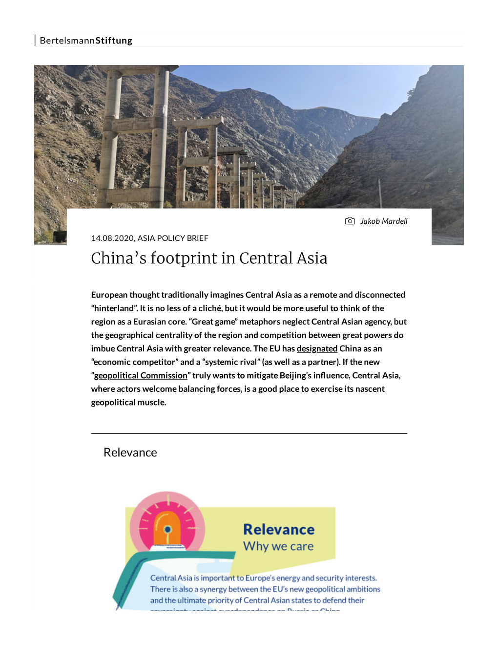 China's Footprint in Central Asia