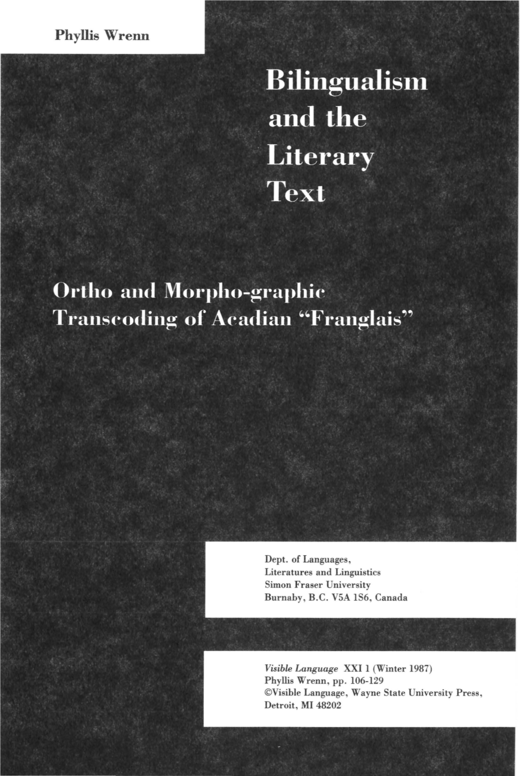 Phyllis Wrenn the Occurrence of English Forms in Franco­
