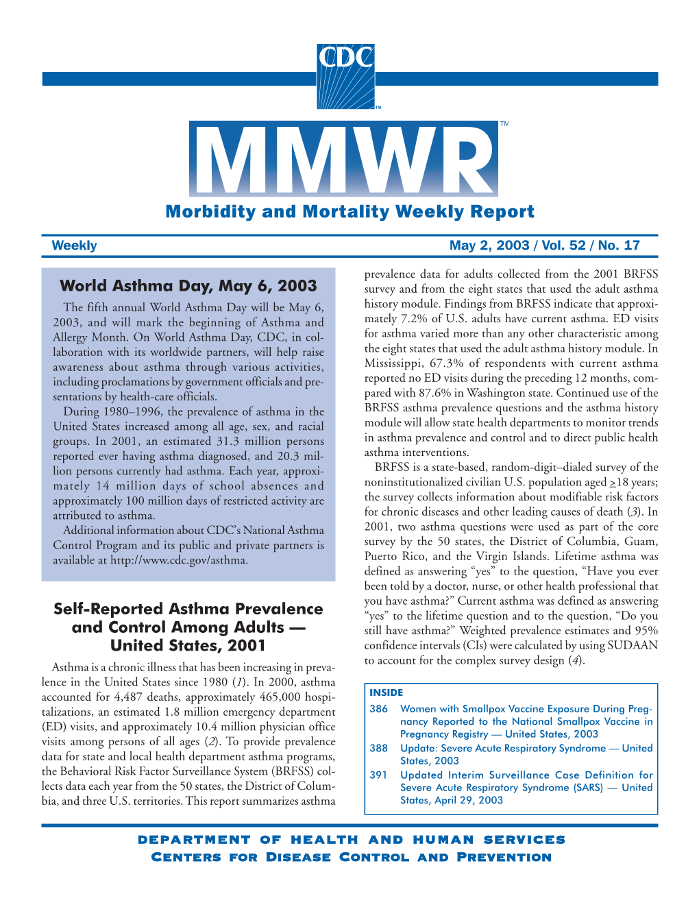 Morbidity and Mortality Weekly Report