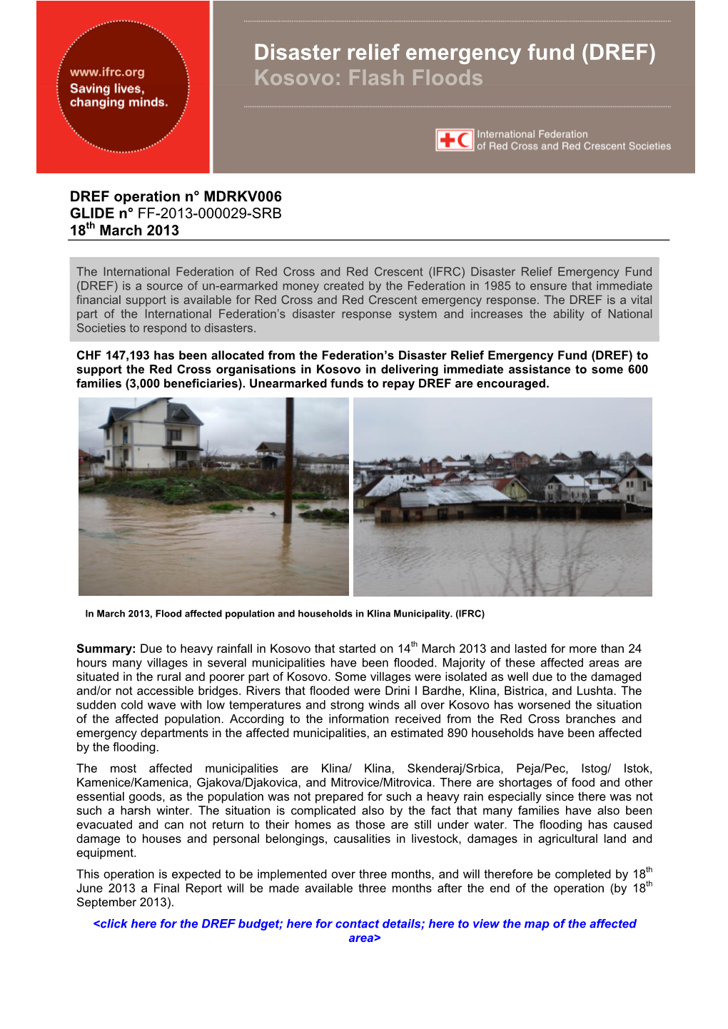 Disaster Relief Emergency Fund (DREF) Kosovo: Flash Floods