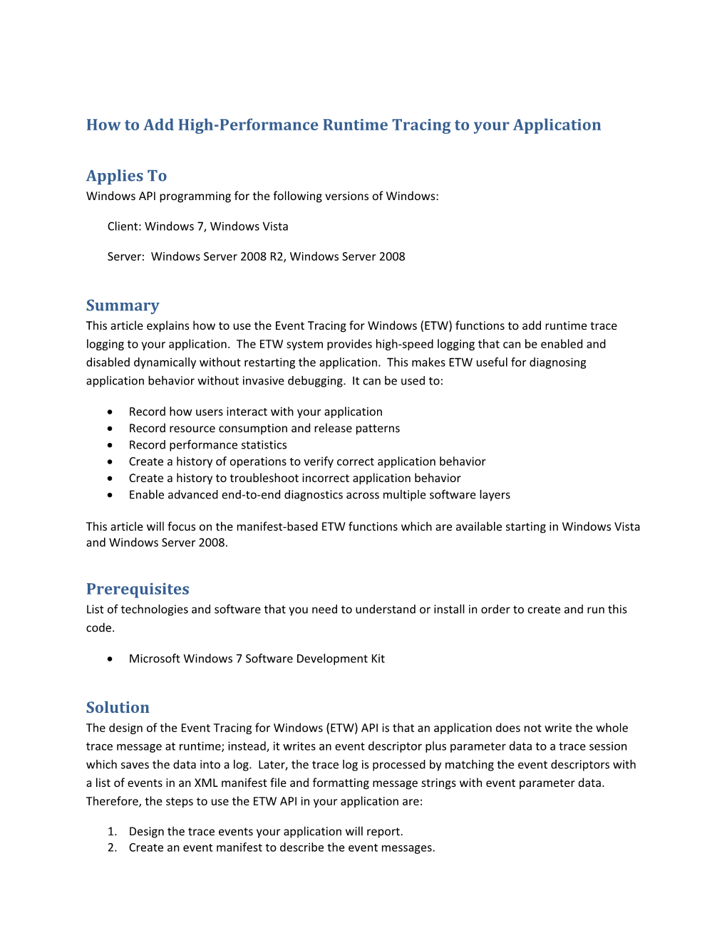How to Add High-Performance Runtime Tracing to Your Application