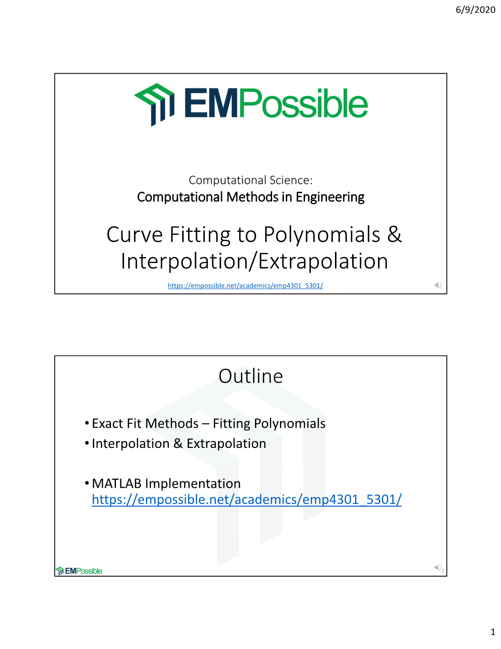 Curve Fitting to Polynomials & Interpolation/Extrapolation