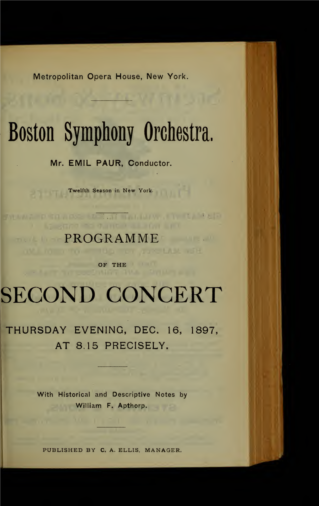 Boston Symphony Orchestra Concert Programs, Season 17, 1897-1898, Trip