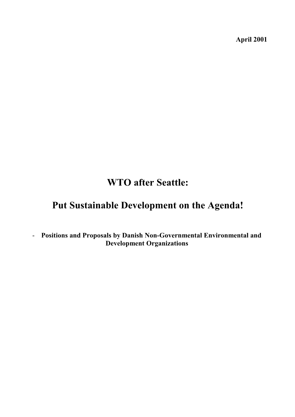 Put Sustainable Development on the Agenda!