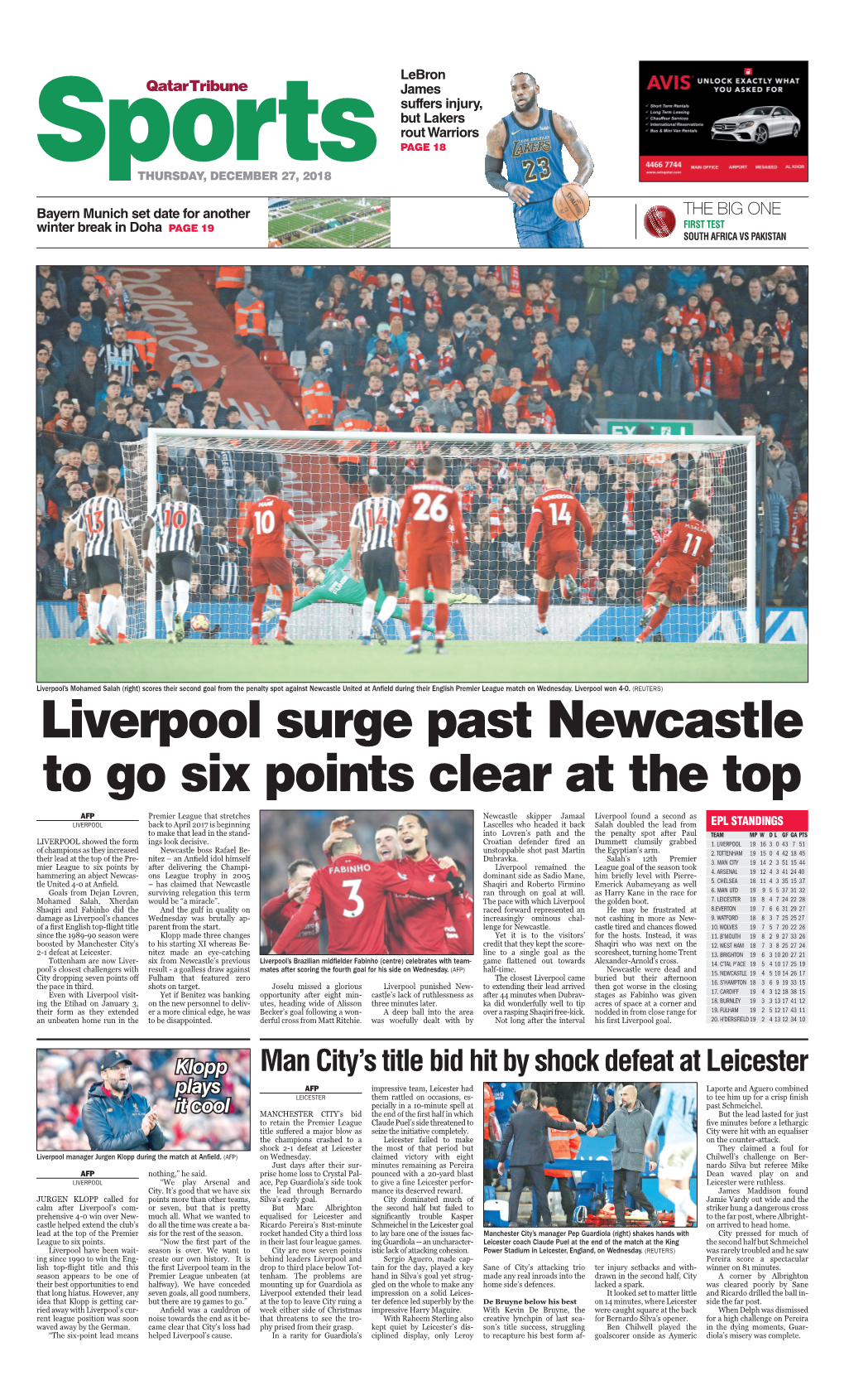 Liverpool Surge Past Newcastle to Go Six Points Clear at the Top