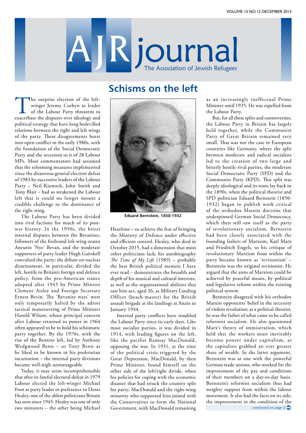 Schisms on the Left He Surprise Election of the Left- As an Increasingly Ineffectual Prime Winger Jeremy Corbyn As Leader Minister Until 1935