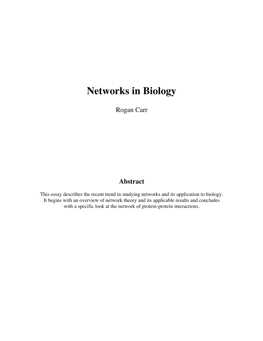 Networks in Biology