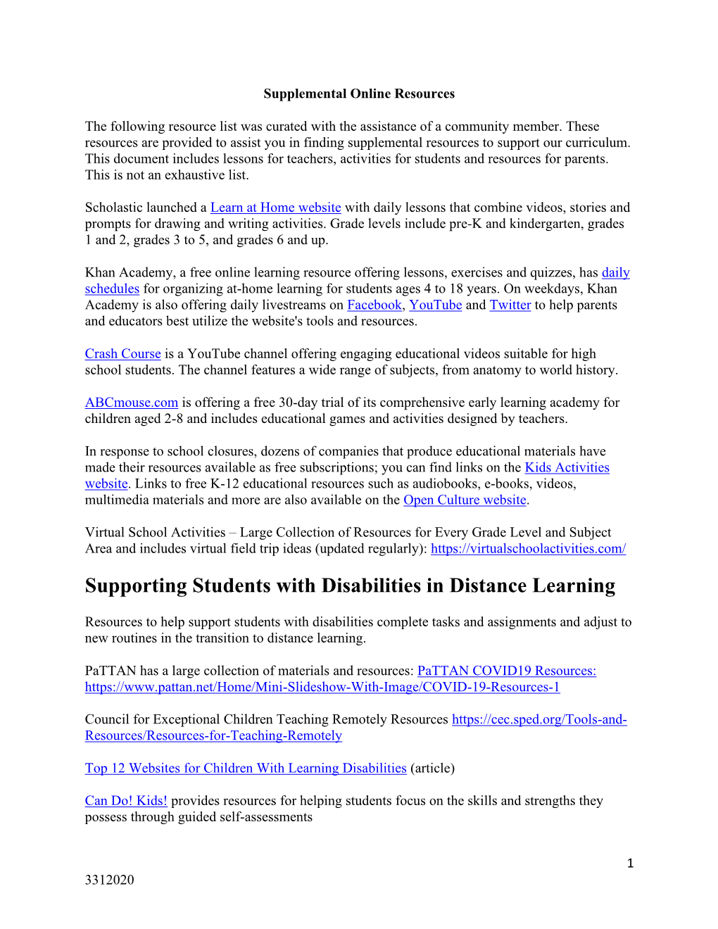 Supporting Students with Disabilities in Distance Learning