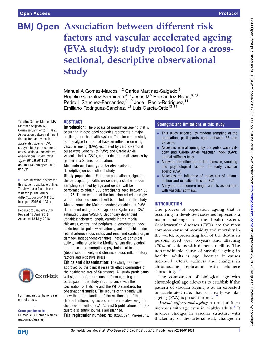 Study Protocol for a Cross- Sectional, Descriptive Observational Study