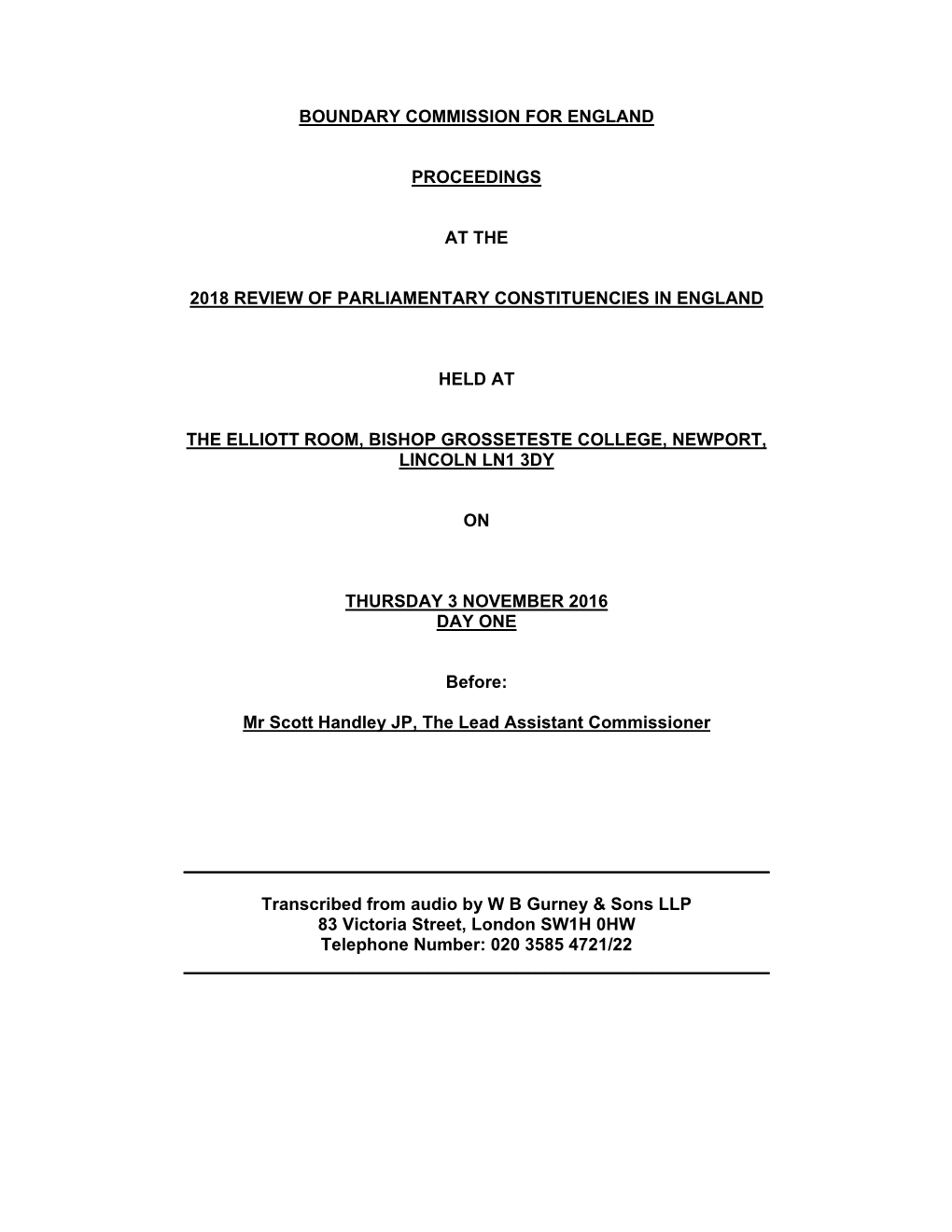 Boundary Commission for England Proceedings At