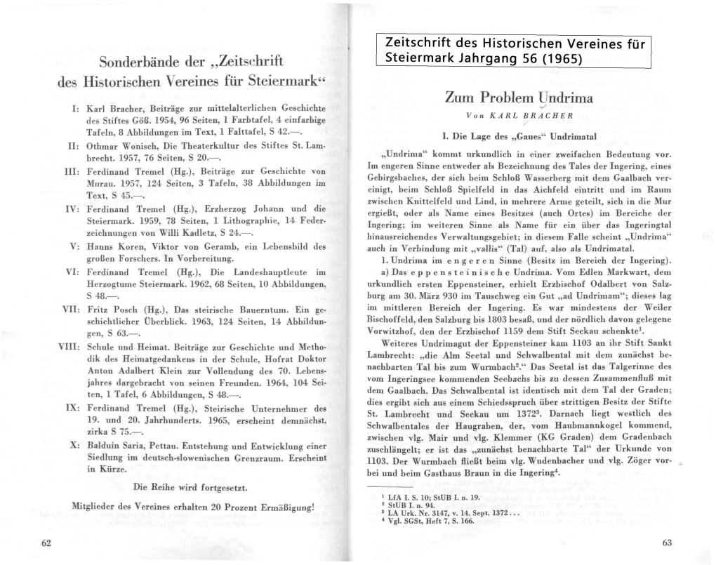 Sonderbände Der „Zeitschrift Des Historischen Vereines Für