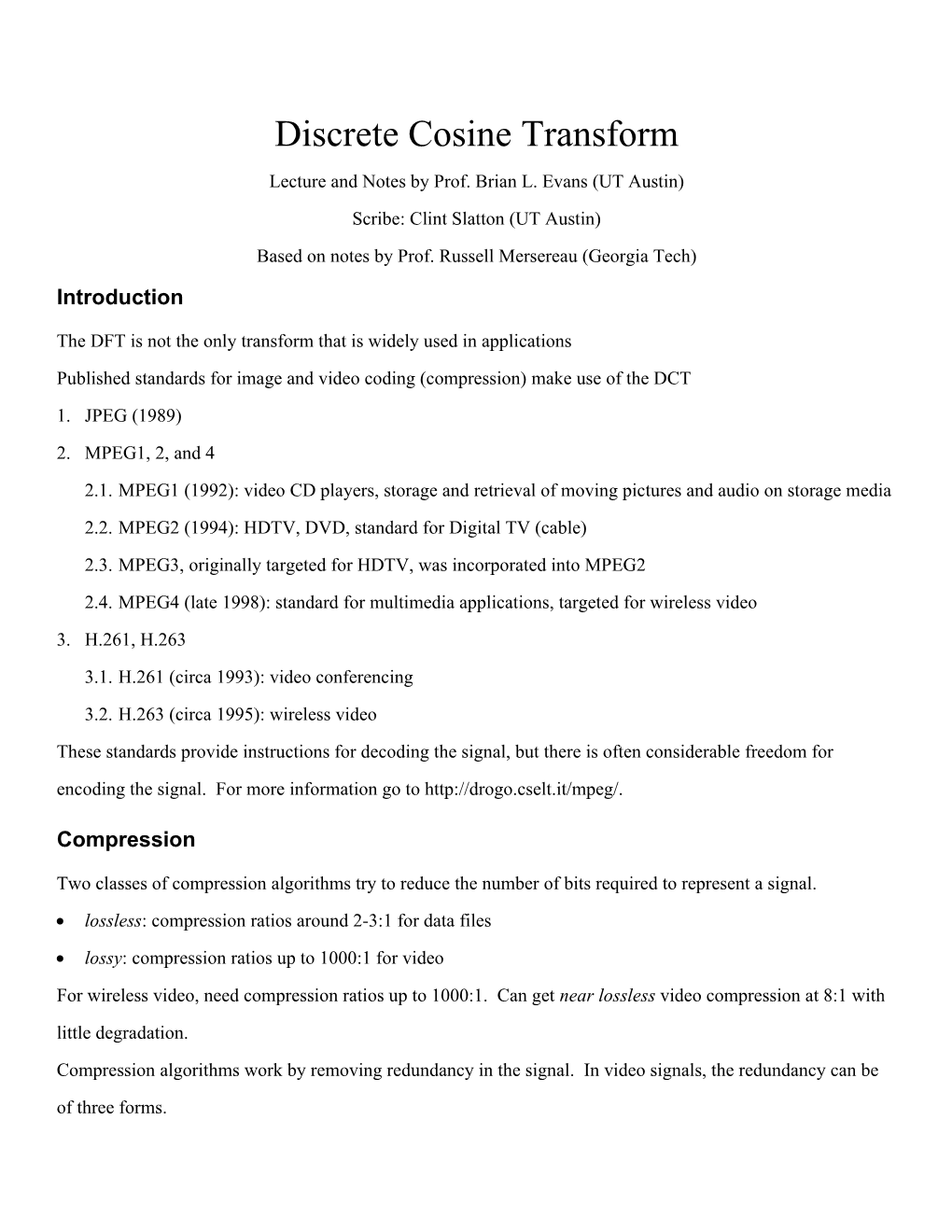 Discrete Cosine Transform