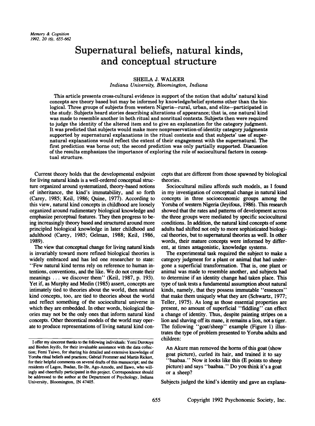 Supernatural Beliefs, Natural Kinds, and Conceptual Structure