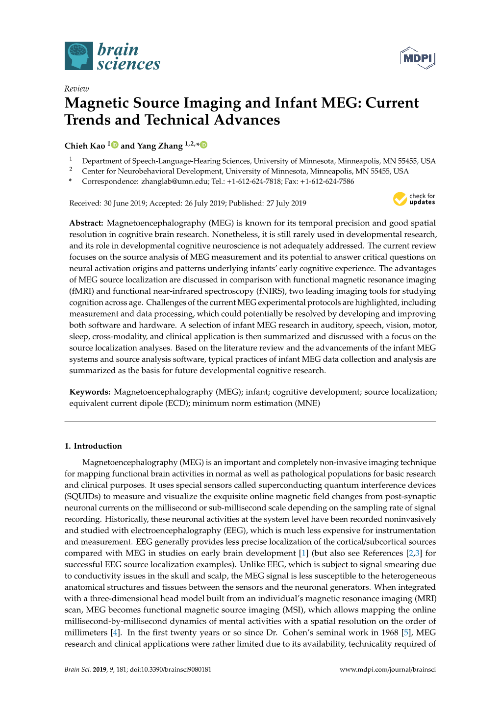 Magnetic Source Imaging and Infant MEG: Current Trends and Technical Advances