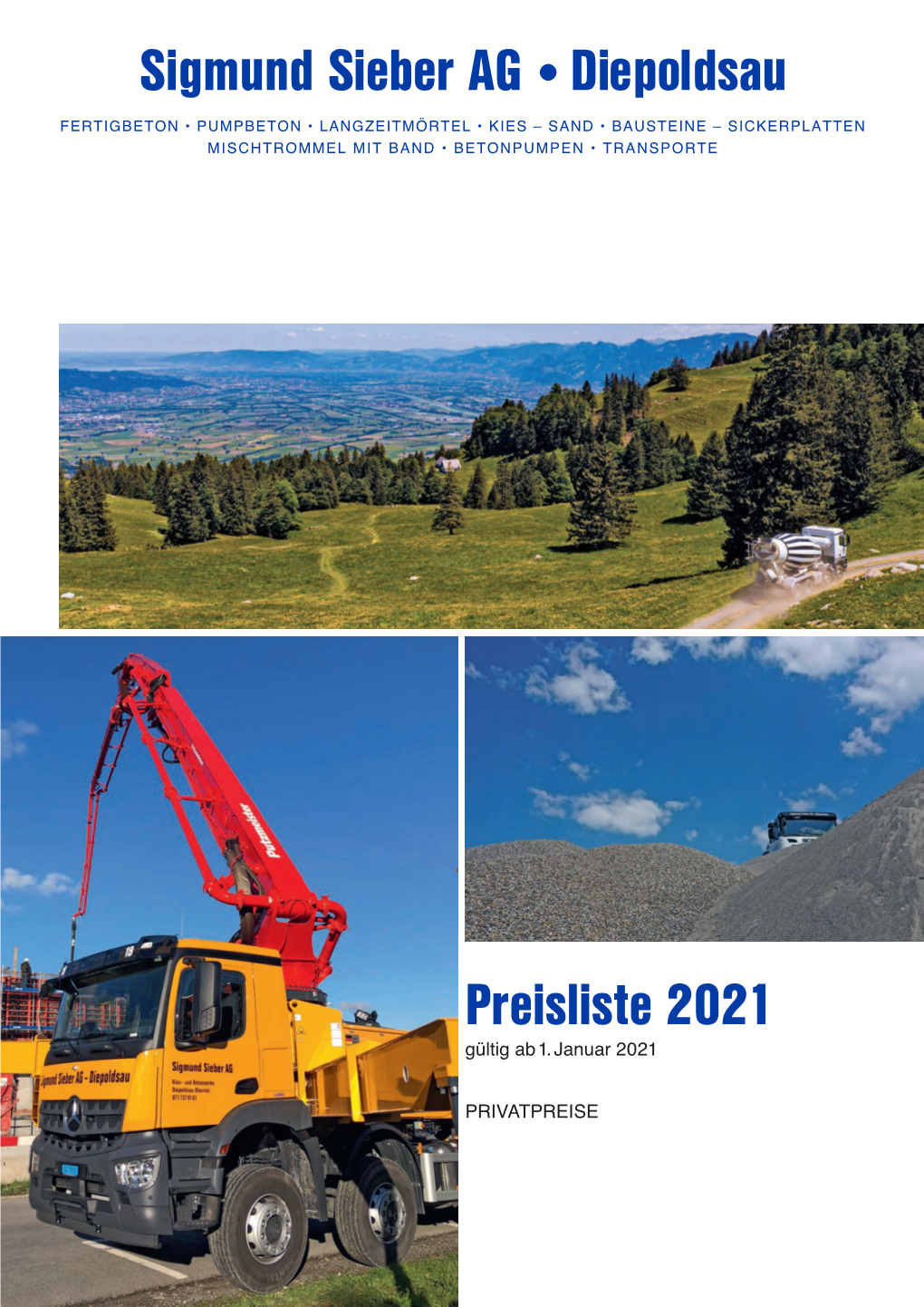 Preisliste 2021 Sigmund Sieber AG • Diepoldsau