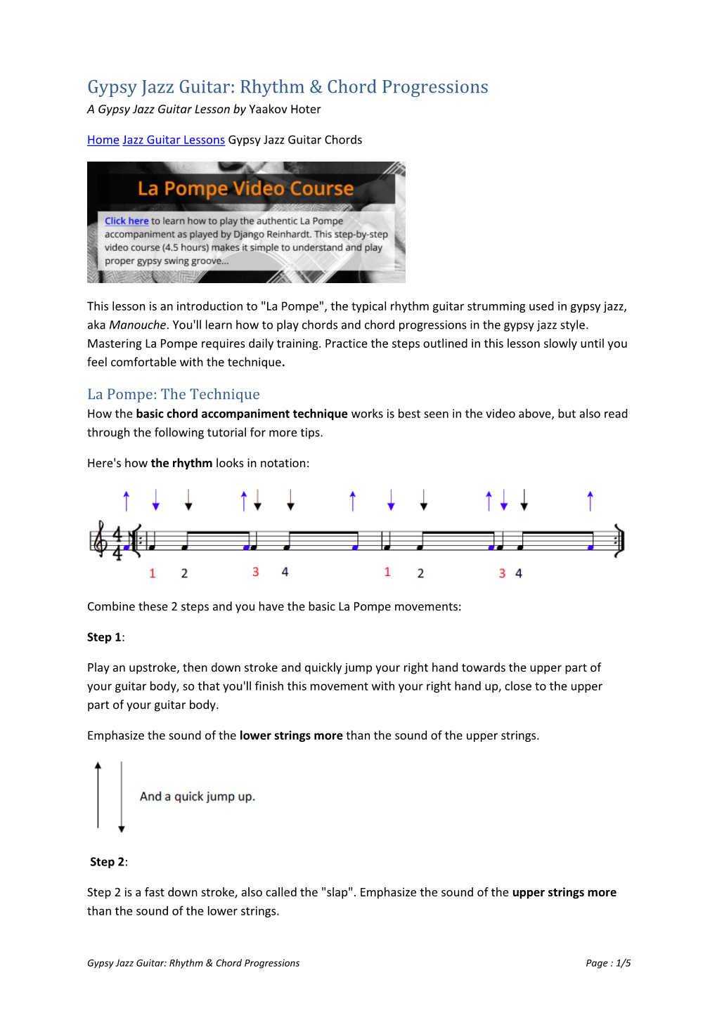 Gypsy Jazz Guitar: Rhythm & Chord Progressions