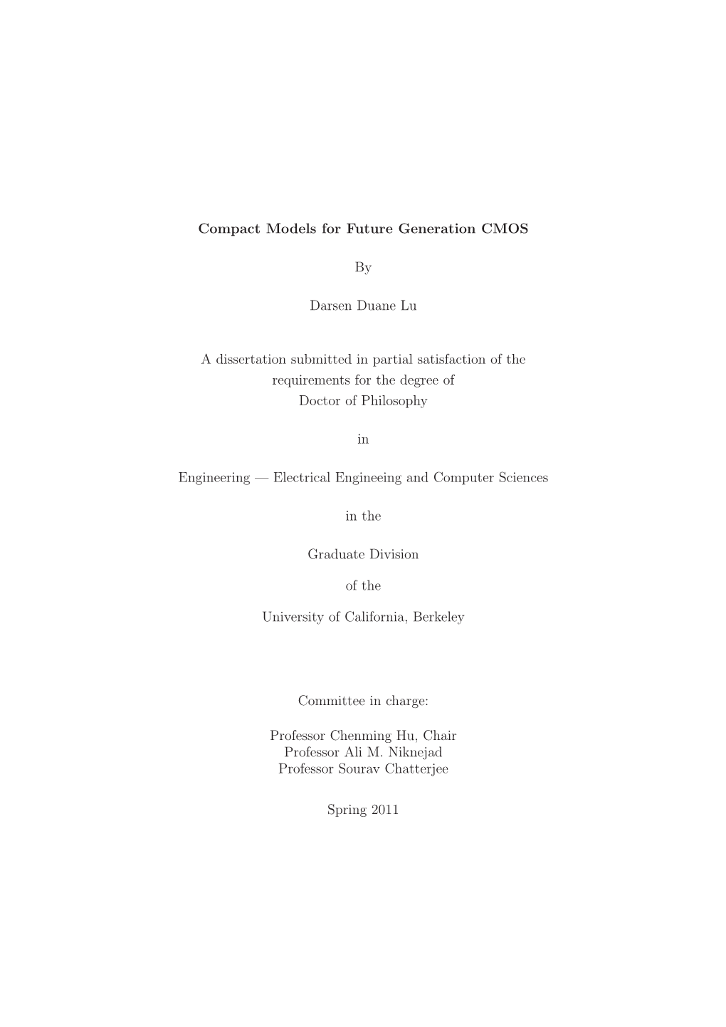 Compact Models for Future Generation CMOS by Darsen