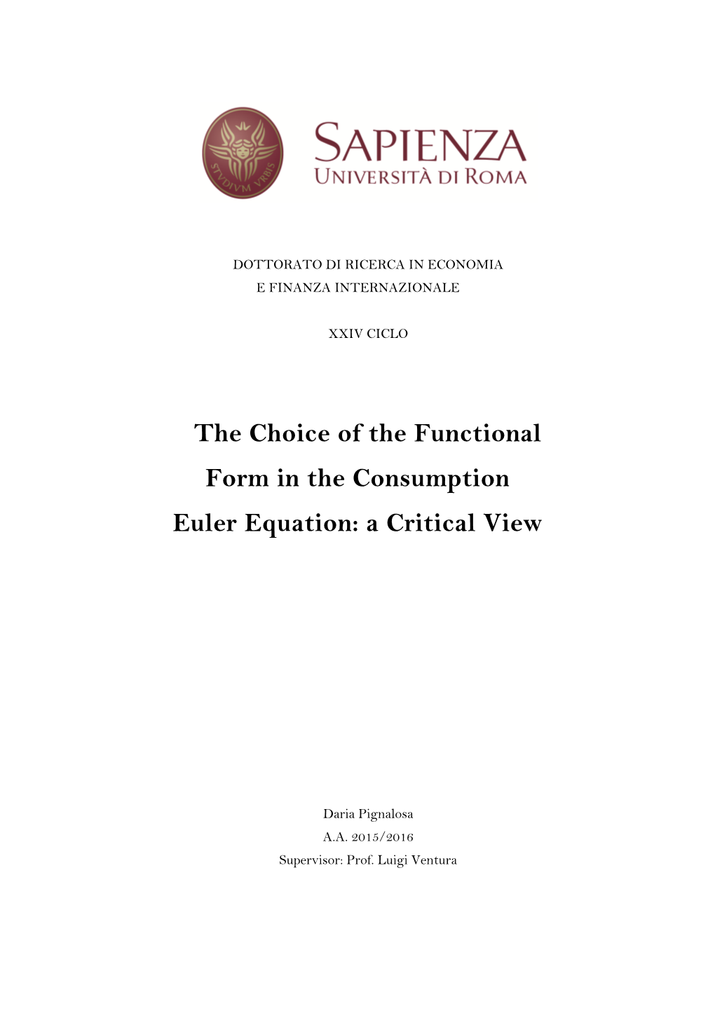 The Choice of the Functional Form in the Consumption Euler Equation: a Critical View