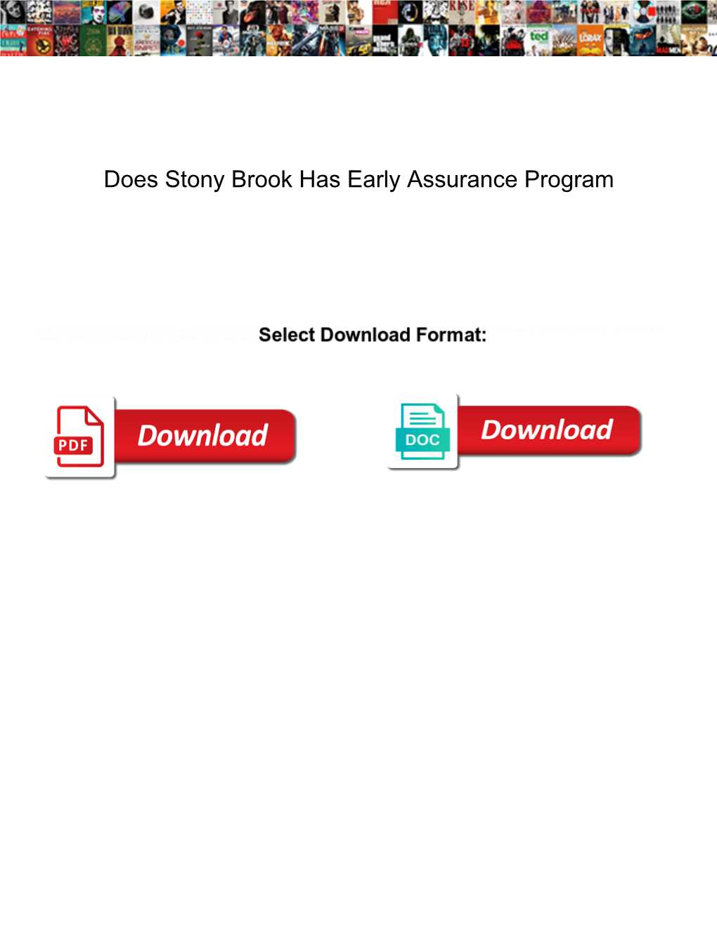 Does Stony Brook Has Early Assurance Program
