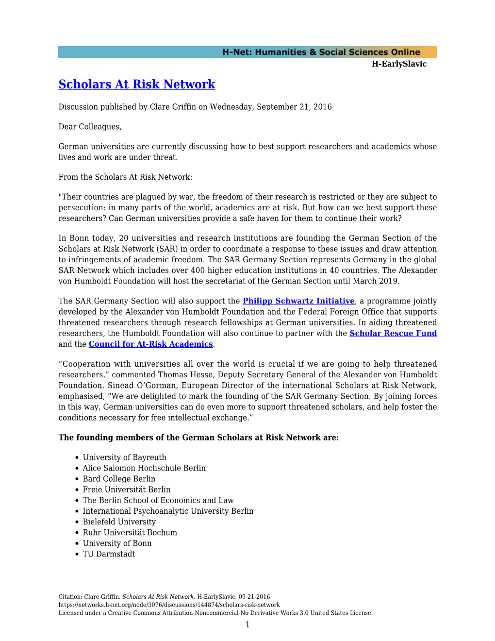 Scholars at Risk Network